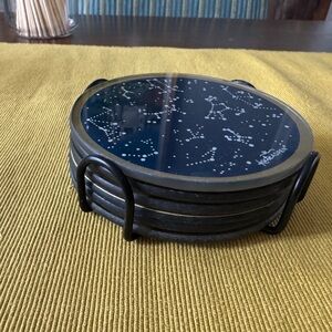 Anthropologie Starry Night Astrology Coasters with Holder